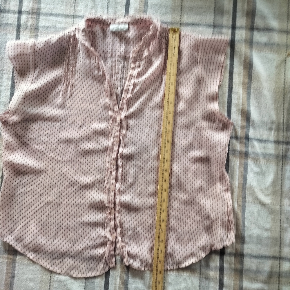 Worthington Cap sleeve blouse pink/black French girl Modern Coquette Soft Office - Picture 7 of 7